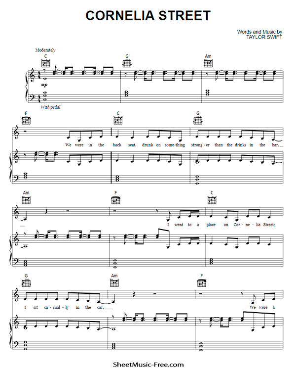 Cornelia Street Sheet Music Taylor Swift PDF Free Download Piano Sheet Music by Taylor Swift. Cornelia Street Piano Sheet Music Cornelia Street Music Notes Cornelia Street Music Score