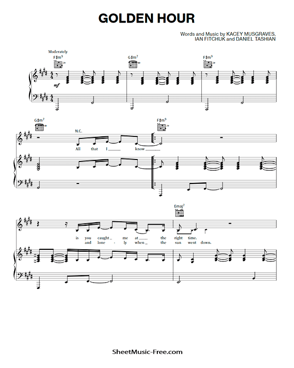 Golden Hour Sheet Music Kacey Musgraves PDF Free Download Piano Sheet Music by Kacey Musgraves. Golden Hour Piano Sheet Music Golden Hour Music Notes Golden Hour Music Score