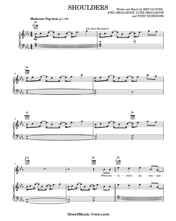 Shoulders Sheet Music For King and Country PDF Free Download Piano Sheet Music by For King and Country. Shoulders Piano Sheet Music Shoulders Music Notes Shoulders Music Score