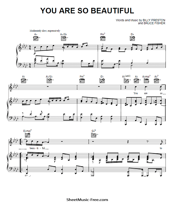You Are So Beautiful Sheet Music Joe Cocker PDF Free Download Piano Sheet Music by Joe Cocker. You Are So Beautiful Piano Sheet Music You Are So Beautiful Music Notes You Are So Beautiful Music Score