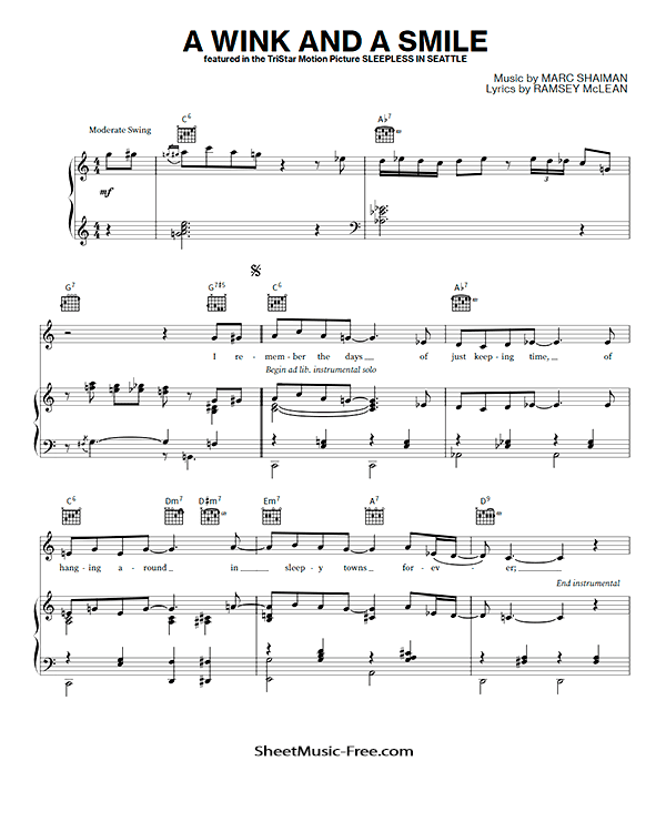 A Wink and a Smile Sheet Music Harry Connick Jr PDF Free Download Piano Sheet Music by Harry Connick Jr. A Wink and a Smile Piano Sheet Music A Wink and a Smile Music Notes A Wink and a Smile Music Score