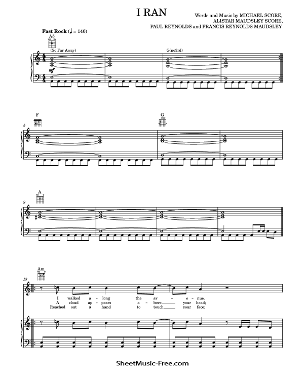 I Ran Sheet Music A Flock Of Seagulls PDF Free Download Piano Sheet Music by A Flock Of Seagulls. I Ran Piano Sheet Music I Ran Music Notes I Ran Music Score