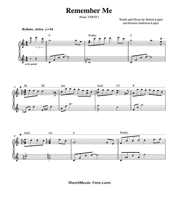 Remember Me Piano Sheet Music from COCO PDF Free Download Piano Sheet Music by from COCO. Remember Me Piano Sheet Music Remember Me Piano Music Notes Remember Me Piano Music Score