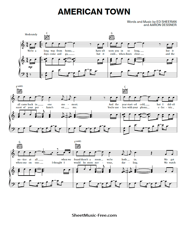 American Town Sheet Music Ed Sheeran PDF Free Download Piano Sheet Music by Ed Sheeran. American Town Piano Sheet Music American Town Music Notes American Town Music Score