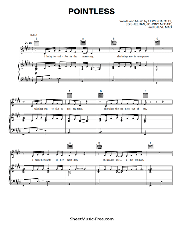 Pointless Sheet Music Lewis Capaldi PDF Free Download Piano Sheet Music by Lewis Capaldi. Pointless Piano Sheet Music Pointless Music Notes Pointless Music Score