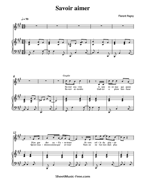 Savoir Aimer Sheet Music Florent Pagny PDF Free Download Piano Sheet Music by Florent Pagny. Savoir Aimer Piano Sheet Music Savoir Aimer Music Notes Savoir Aimer Music Score