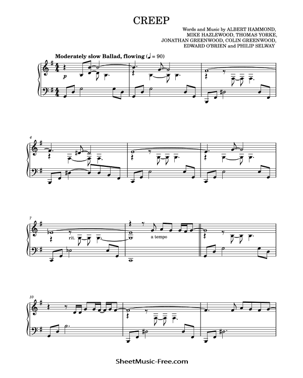 Creep Piano Sheet Music Radiohead PDF Free Download Piano Sheet Music by Radiohead. Creep Piano Sheet Music Creep Music Notes Creep Music Score