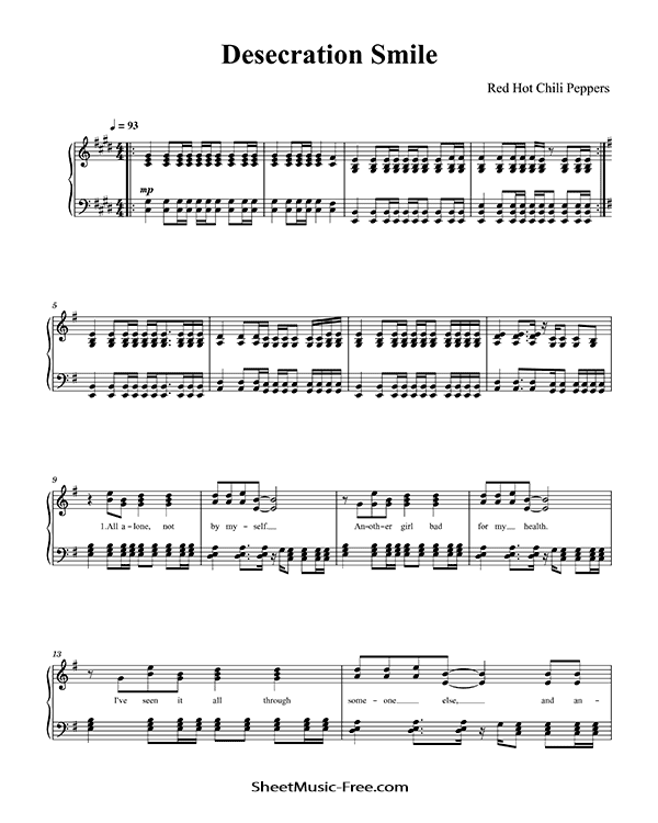 Download Desecration Smile Sheet Music PDF Red Hot Chili Peppers
