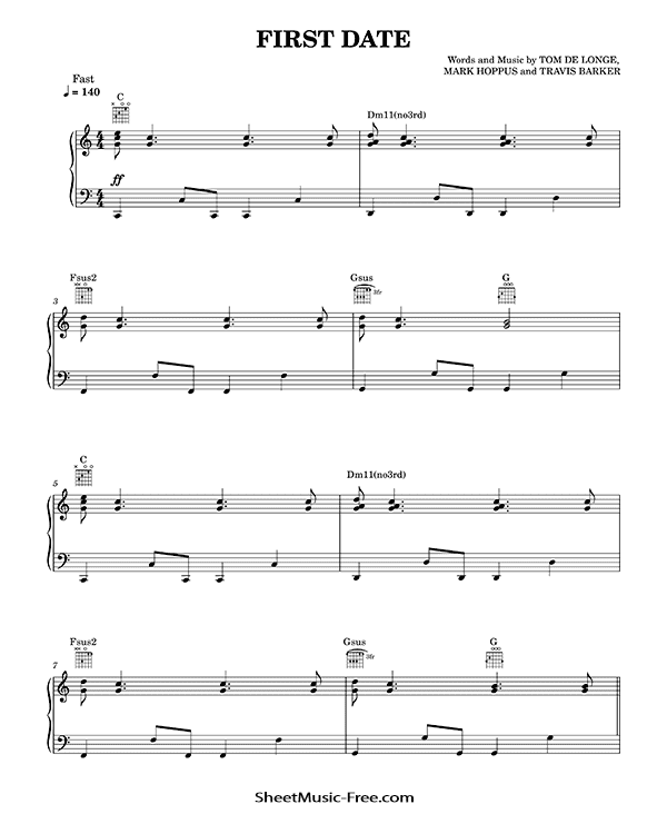 First Date Sheet Music Blink-182 PDF Free Download Piano Sheet Music by Blink-182. First Date Piano Sheet Music First Date Music Notes First Date Music Score