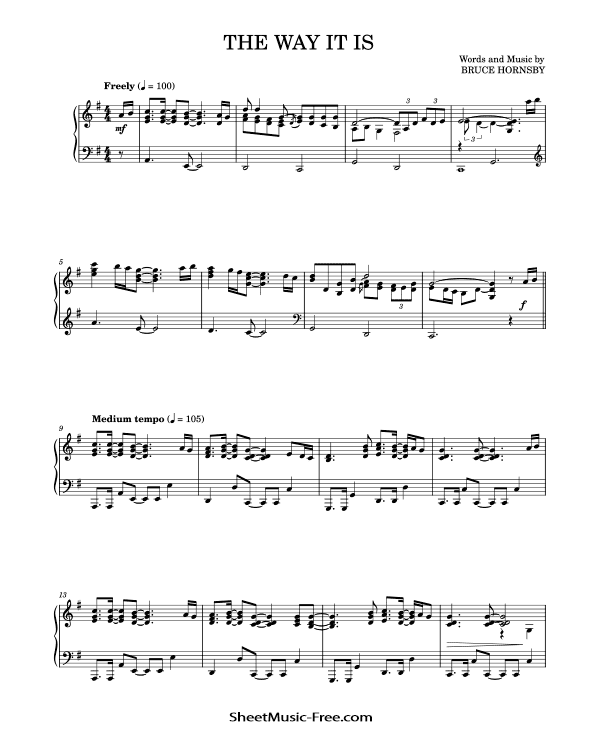 The Way It Is Piano Sheet Music Bruce Hornsby PDF Free Download Piano Sheet Music by Bruce Hornsby. The Way It Is Piano Sheet Music The Way It Is Music Notes The Way It Is Music Score