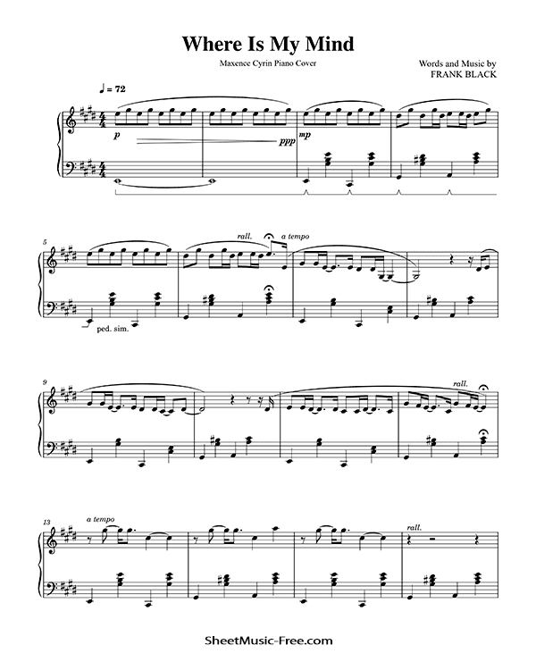 Where Is My Mind? Sheet Music Pixies PDF Free Download Piano Sheet Music by Pixies. Where Is My Mind? Piano Sheet Music Where Is My Mind? Music Notes Where Is My Mind? Music Score