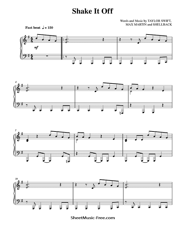 Shake It Off Piano Sheet Taylor Swift PDF Free Download Piano Sheet Music by Taylor Swift. Shake It Off Piano Sheet Music Shake It Off Music Notes Shake It Off Music Score