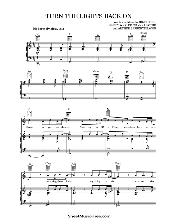 Turn the Lights Back On Sheet Music Billy Joel PDF Free Download Piano Sheet Music by Billy Joel. Turn the Lights Back On Piano Sheet Music Turn the Lights Back On Music Notes Turn the Lights Back On Music Score