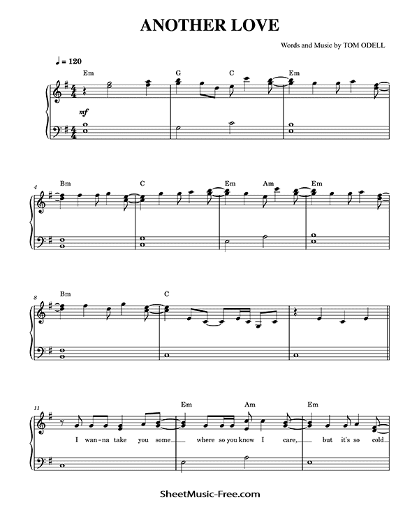 Another Love Sheet Music PDF Tom Odell Free Download Easy Piano Sheet Music by Tom Odell. Another Love Easy Piano Sheet Music Another Love Music Notes Another Love Music Score