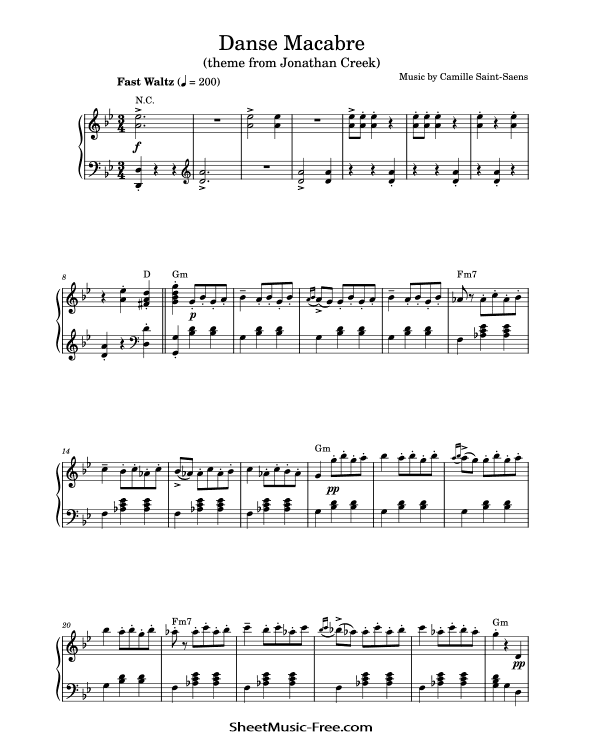 Danse Macabre Sheet Music Camille Saint-Saens PDF Free Download Piano Sheet Music by Camille Saint-Saens. Danse Macabre Piano Sheet Music Danse Macabre Music Notes Danse Macabre Music Score