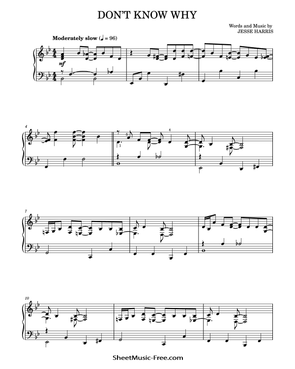 Don't Know Why Piano Sheet Music Norah Jones PDF Free Download Piano Sheet Music by Norah Jones. Don't Know Why Piano Sheet Music Don't Know Why Music Notes Don't Know Why Music Score