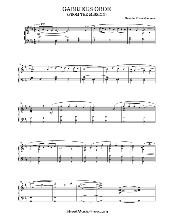 Gabriel's Oboe Piano Sheet Music Ennio Morricone PDF Free Download Piano Sheet Music by Ennio Morricone. Gabriel's Oboe Piano Sheet Music Gabriel's Oboe Music Notes Gabriel's Oboe Music Score