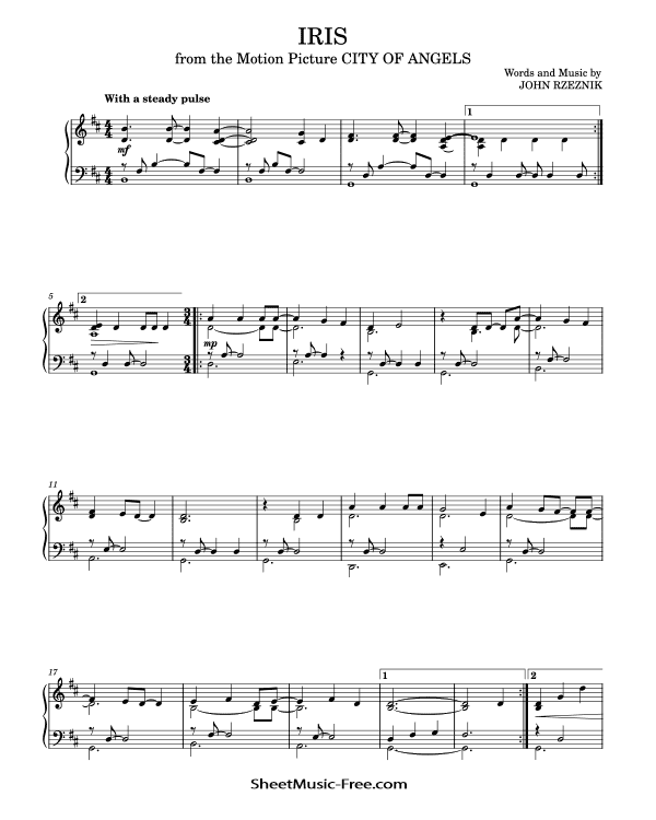 Iris Sheet Music Goo Goo Dolls PDF Free Download Piano Sheet Music by Goo Goo Dolls. Iris Piano Sheet Music Iris Music Notes Iris Music Score