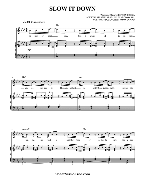 Slow It Down Sheet Music Benson Boone PDF Free Download Piano Sheet Music by Benson Boone. Slow It Down Piano Sheet Music Slow It Down Music Notes Slow It Down Music Score