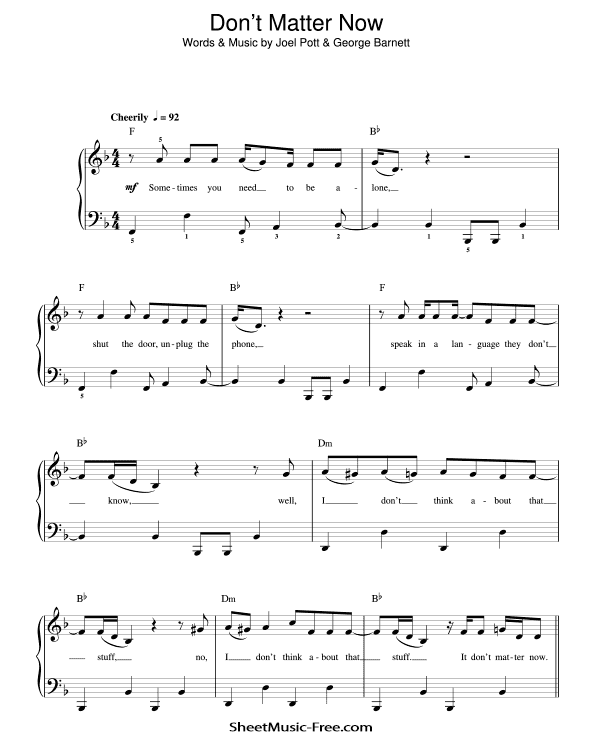 Don't Matter Now Sheet Music George Ezra PDF Free Download Piano Sheet Music by George Ezra. Don't Matter Now Piano Sheet Music Don't Matter Now Music Notes Don't Matter Now Music Score