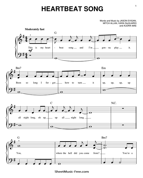 Heartbeat Song Sheet Music PDF Kelly Clarkson Free Download Easy Piano Sheet Music by Kelly Clarkson. Heartbeat Song Easy Piano Sheet Music Heartbeat Song Music Notes Heartbeat Song Music Score
