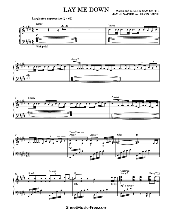 Lay Me Down Piano Sheet Music Sam Smith PDF Free Download Piano Sheet Music by Sam Smith. Lay Me Down Piano Sheet Music Lay Me Down Music Notes Lay Me Down Music Score