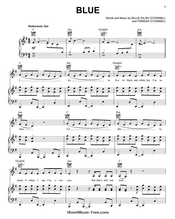 BLUE Sheet Music Billie Eilish PDF Free Download Piano Sheet Music by Billie Eilish. BLUE Piano Sheet Music BLUE Music Notes BLUE Music Score