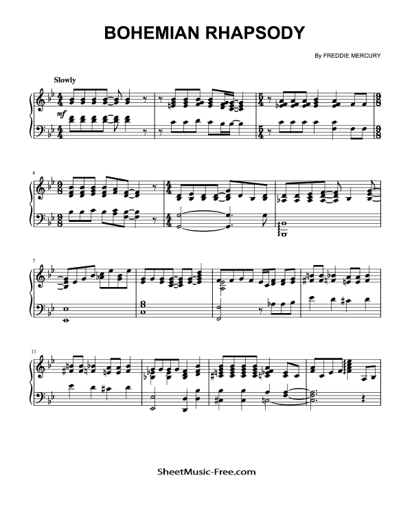 Bohemian Rhapsody Piano Sheet Music Queen PDF Free Download Piano Sheet Music by Queen. Bohemian Rhapsody Piano Sheet Music Bohemian Rhapsody Music Notes Bohemian Rhapsody Music Score