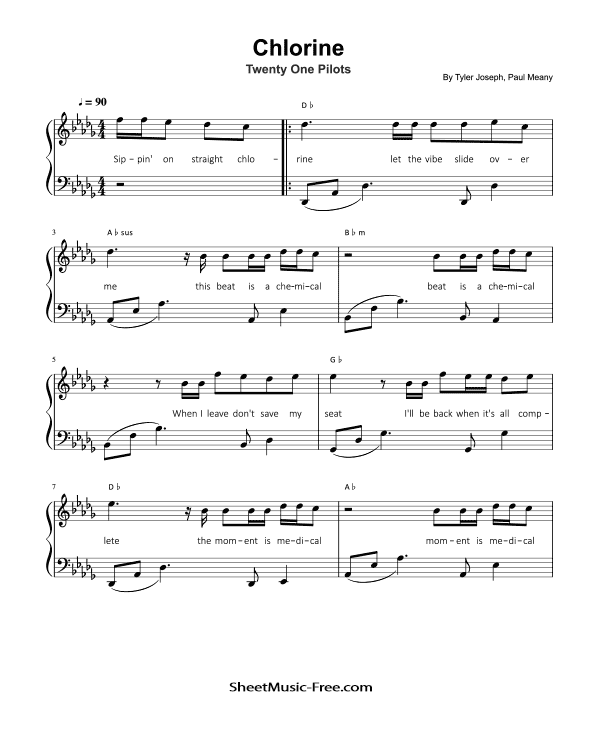 Chlorine Sheet Music Twenty One Pilots PDF Free Download Piano Sheet Music by Twenty One Pilots. Chlorine Piano Sheet Music Chlorine Music Notes Chlorine Music Score