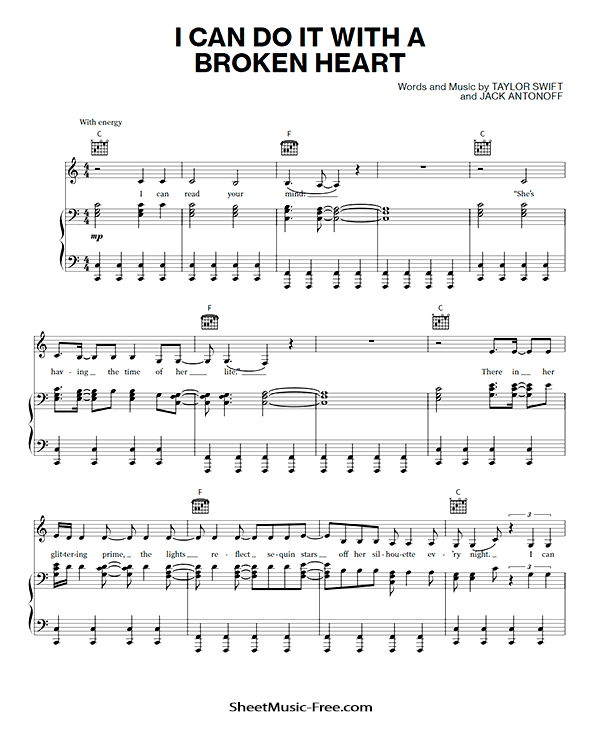 I Can Do It With a Broken Heart Sheet Music Taylor Swift PDF Free Download Piano Sheet Music by Taylor Swift. I Can Do It With a Broken Heart Piano Sheet Music I Can Do It With a Broken Heart Music Notes I Can Do It With a Broken Heart Music Score