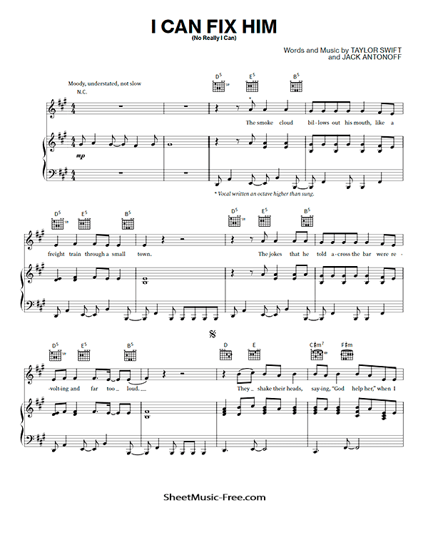 I Can Fix Him (No Really I Can) Sheet Music Taylor Swift PDF Free Download Piano Sheet Music by Taylor Swift. I Can Fix Him (No Really I Can) Piano Sheet Music I Can Fix Him (No Really I Can) Music Notes I Can Fix Him (No Really I Can) Music Score