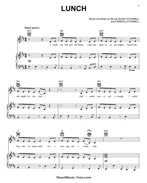 LUNCH Sheet Music Billie Eilish PDF Free Download Piano Sheet Music by Billie Eilish. LUNCH Piano Sheet Music LUNCH Music Notes LUNCH Music Score