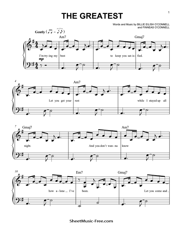 THE GREATEST Sheet Music PDF Billie Eilish Free Download Easy Piano Sheet Music by Billie Eilish. THE GREATEST Easy Piano Sheet Music THE GREATEST Music Notes THE GREATEST Music Score