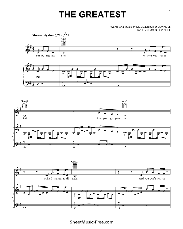 THE GREATEST Sheet Music Billie Eilish PDF Free Download Piano Sheet Music by Billie Eilish. THE GREATEST Piano Sheet Music THE GREATEST Music Notes THE GREATEST Music Score
