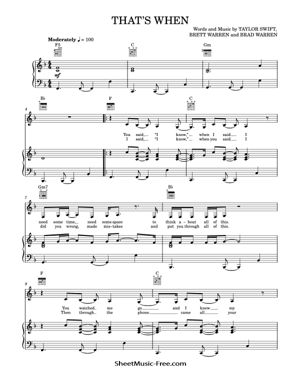 That’s When Sheet Music Taylor Swift PDF Free Download Piano Sheet Music by Taylor Swift. That’s When Piano Sheet Music That’s When Music Notes That’s When Music Score