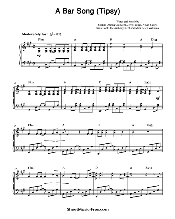 A Bar Song (Tipsy) Piano Sheet Music Shaboozey PDF Free Download Piano Sheet Music by Shaboozey. A Bar Song (Tipsy) Piano Sheet Music A Bar Song (Tipsy) Music Notes A Bar Song (Tipsy) Music Score