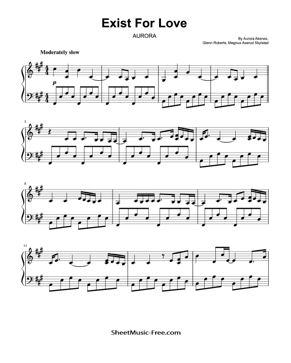 Exist For Love Piano Sheet Music AURORA