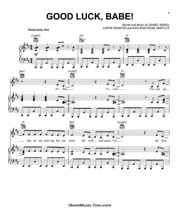 Good Luck Babe Sheet Music Chappell Roan PDF Free Download Piano Sheet Music by Chappell Roan. Good Luck Babe Piano Sheet Music Good Luck Babe Music Notes Good Luck Babe Music Score