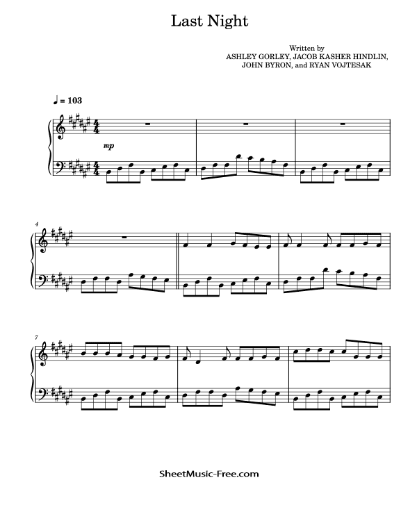 Last Night Piano Sheet Music Morgan Wallen