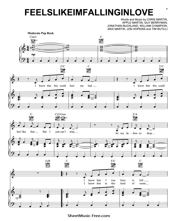 feelslikeimfallinginlove Sheet Music Coldplay