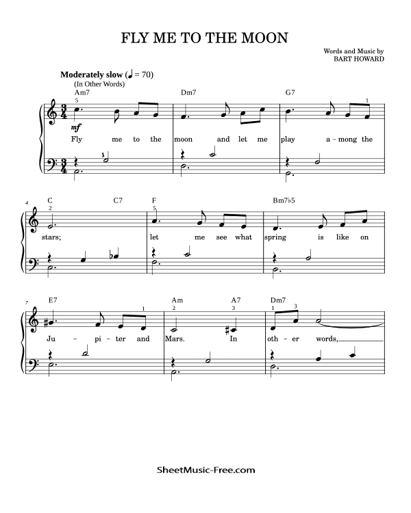 Fly Me To The Moon Sheet Music Easy Piano Frank Sinatra