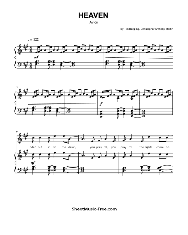 Heaven Piano Sheet Music Avicii