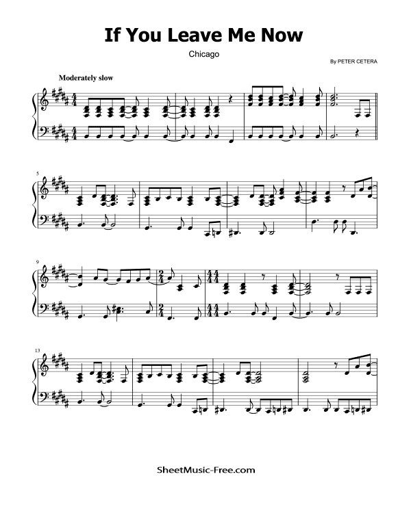 If You Leave Me Now Piano Sheet Music Chicago