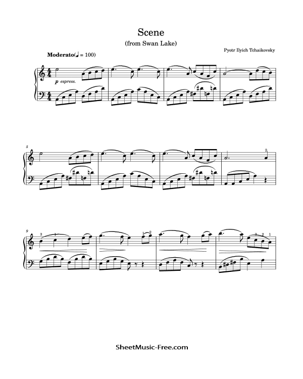 Swan Lake, Op. 20 (Scene) Piano Sheet Music Tchaikovsky