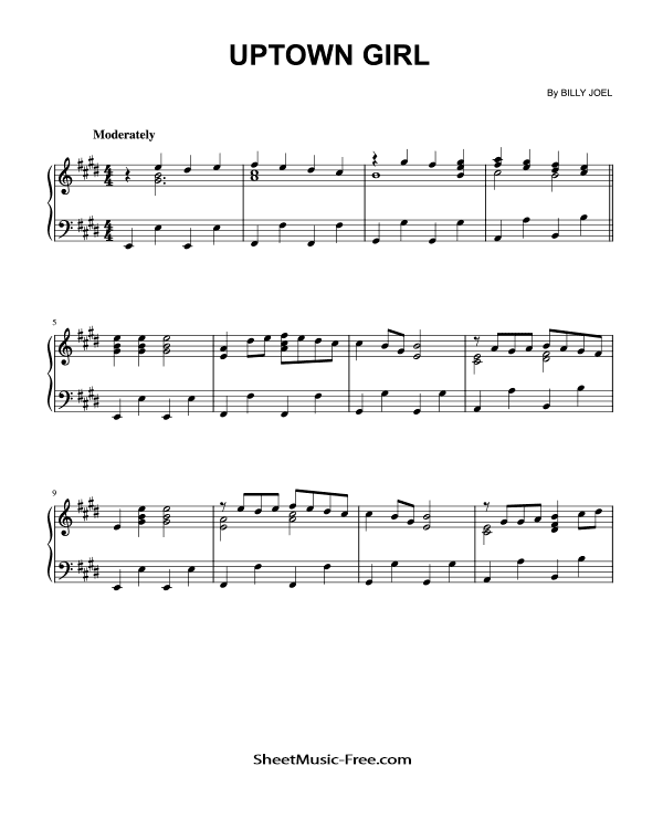 Uptown Girl Piano Sheet Music Billy Joel