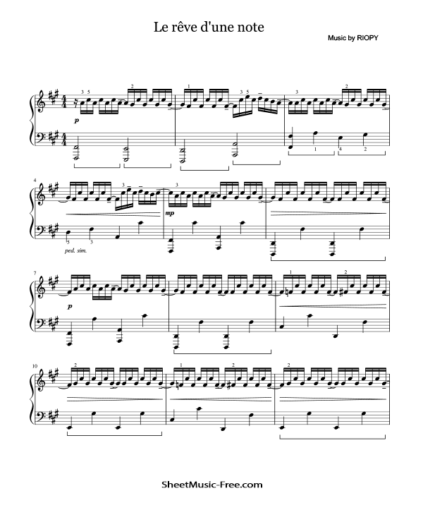 Le Rêve d'une note Piano Sheet Music RIOPY